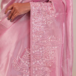 Valentine Pink Tissue Handcrafted Saree