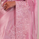 Valentine Pink Tissue Handcrafted Saree