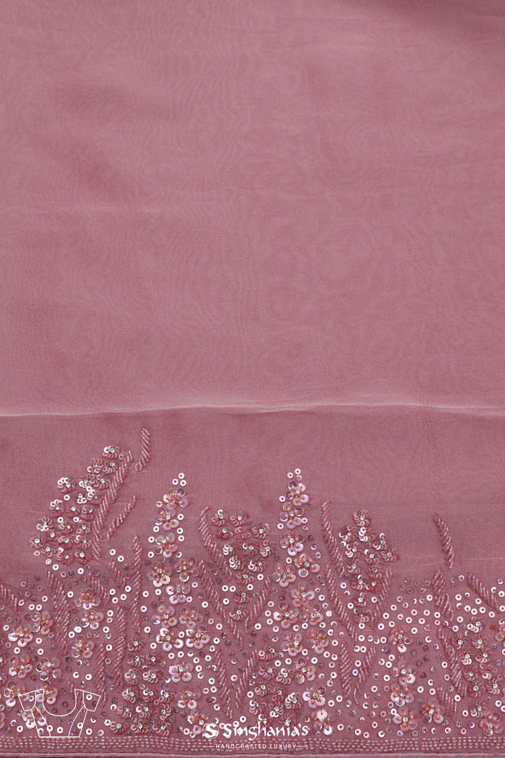 Valentine Pink Tissue Handcrafted Saree