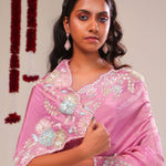 Raspberry Rose Tissue Handcrafted Saree