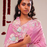 Raspberry Rose Tissue Handcrafted Saree