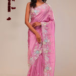 Raspberry Rose Tissue Handcrafted Saree