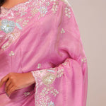 Raspberry Rose Tissue Handcrafted Saree