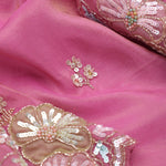 Raspberry Rose Tissue Handcrafted Saree