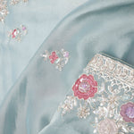 Powder Blue Tissue Saree With Embroidery Border