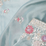 Powder Blue Tissue Saree With Embroidery Border