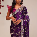 Palatinate Purple Silk Handcrafted Saree