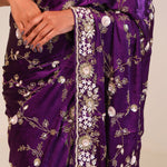 Palatinate Purple Silk Handcrafted Saree