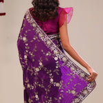 Palatinate Purple Silk Handcrafted Saree