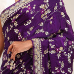 Royal Purple Silk Crafted Saree
