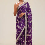 Royal Purple Silk Crafted Saree