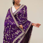 Royal Purple Silk Crafted Saree