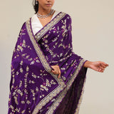 Royal Purple Silk Crafted Saree