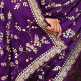 Royal Purple Silk Crafted Saree