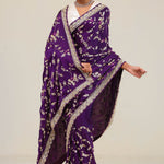 Royal Purple Silk Crafted Saree
