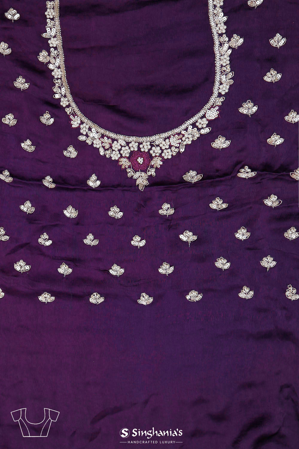 Royal Purple Silk Crafted Saree
