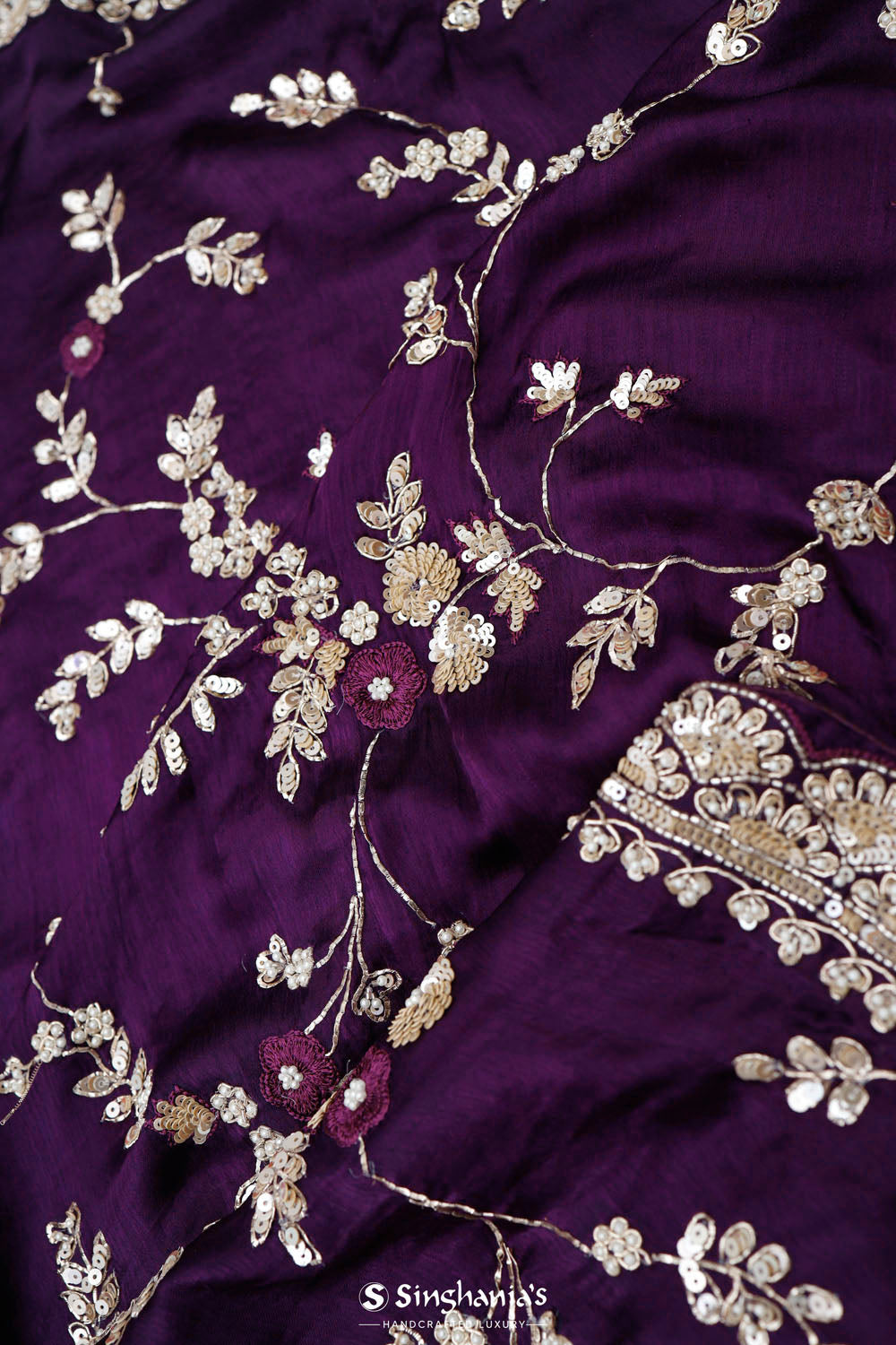 Royal Purple Silk Crafted Saree