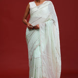 Pale Mint Crafted Organza Saree