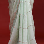 Pale Mint Crafted Organza Saree