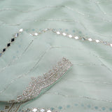 Pale Mint Crafted Organza Saree