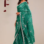 Myrtle Green Organza Handcrafted Saree