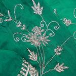 Myrtle Green Organza Handcrafted Saree
