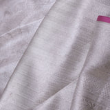 Silver Kanjivaram Tissue Saree With Pink Edge