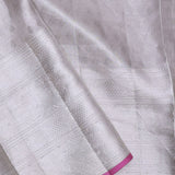 Silver Kanjivaram Tissue Saree With Pink Edge