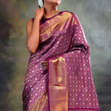 Pansy Purple Jaal Kanjivaram Silk Saree