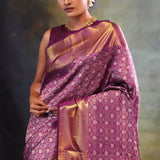 Pansy Purple Jaal Kanjivaram Silk Saree