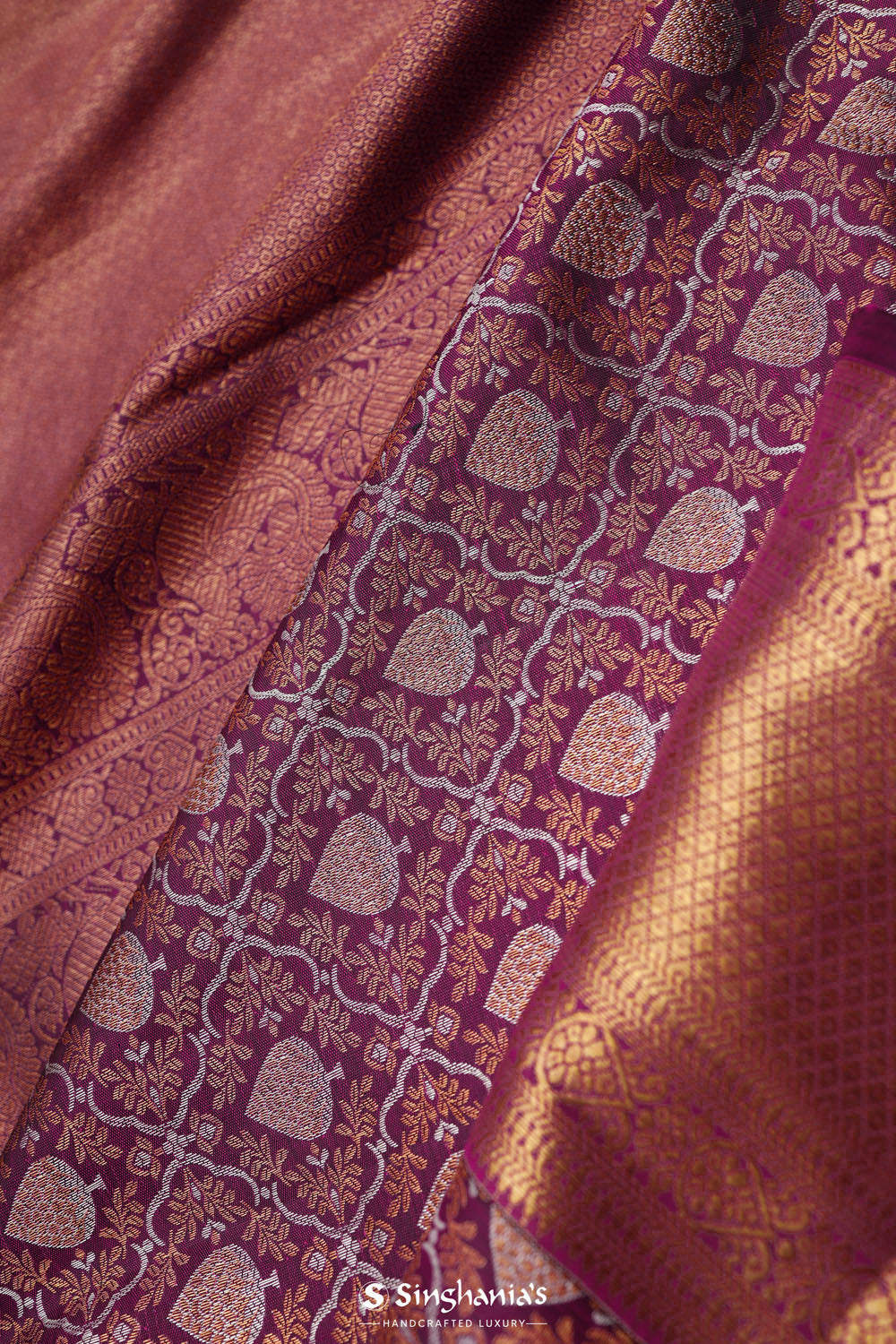 Pansy Purple Jaal Kanjivaram Silk Saree