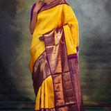 Yellow Gold Jaali Kanjivaram Silk Saree
