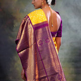 Yellow Gold Jaali Kanjivaram Silk Saree