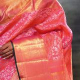 French Pink Flora Kanjivaram Silk Saree