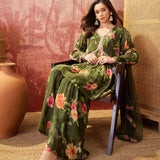 Olive Green Crepe Sharara Set