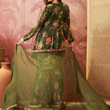 Olive Green Crepe Sharara Set