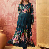 Peacock Teal Floral Crepe Set