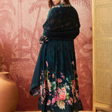 Peacock Teal Floral Crepe Set