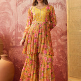 Marigold Yellow Crepe Sharara Set