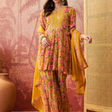 Marigold Yellow Crepe Sharara Set
