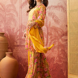 Marigold Yellow Crepe Sharara Set