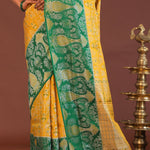 Yellow Kanjivaram Saree With Green Contrast Border