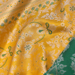 Yellow Kanjivaram Saree With Green Contrast Border