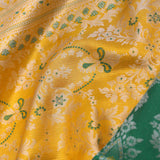 Yellow Kanjivaram Saree With Green Contrast Border