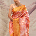 Georgia Peach Heritage Kanjivaram Silk Saree
