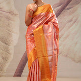 Georgia Peach Heritage Kanjivaram Silk Saree