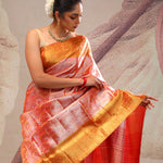 Georgia Peach Heritage Kanjivaram Silk Saree