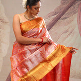 Georgia Peach Heritage Kanjivaram Silk Saree