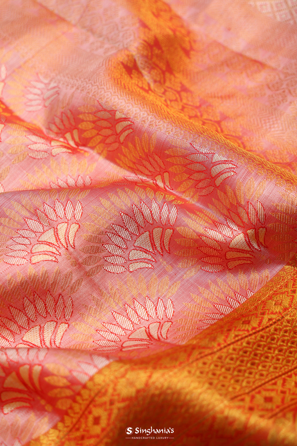 Georgia Peach Heritage Kanjivaram Silk Saree