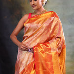 Orange Gold Jaal Kanjivaram Silk Saree